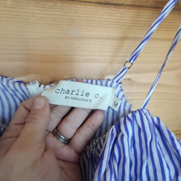 Charlie O. 💜 Kinnucan's Striped Maxi Dress Semi Wrap Boho Tassels Fringe Medium - Picture 6 of 12